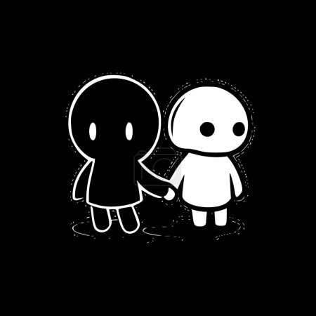 Best friends - black and white vector illustration