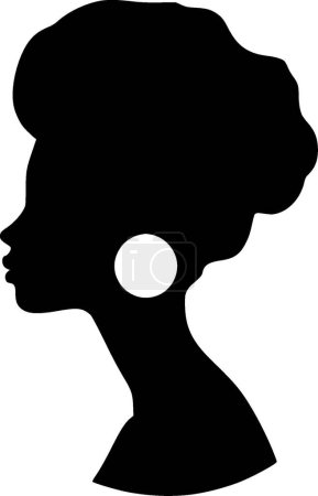 Illustration for Black woman - black and white vector illustration - Royalty Free Image