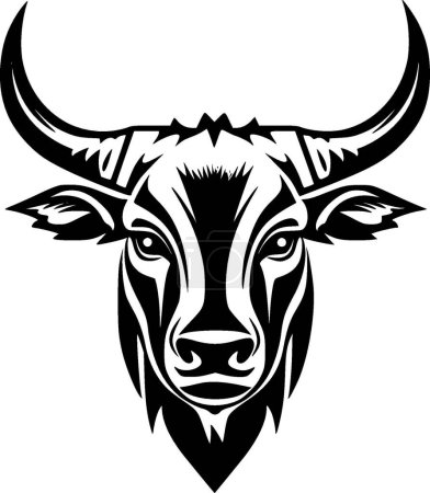 Illustration for Bull - black and white isolated icon - vector illustration - Royalty Free Image