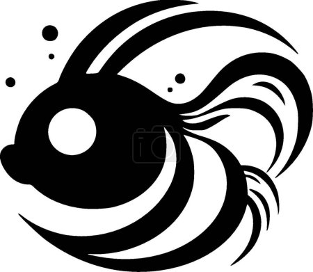 Clownfish - black and white vector illustration