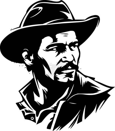 Illustration for Cowboy hat - black and white vector illustration - Royalty Free Image