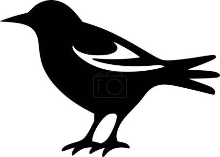 Crow - black and white vector illustration