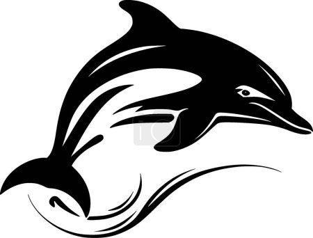 Dauphin - icône isolée en noir et blanc - illustration vectorielle