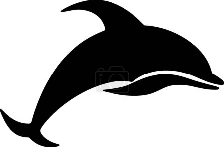 Delphin - schwarz-weißes Icon - Vektorillustration