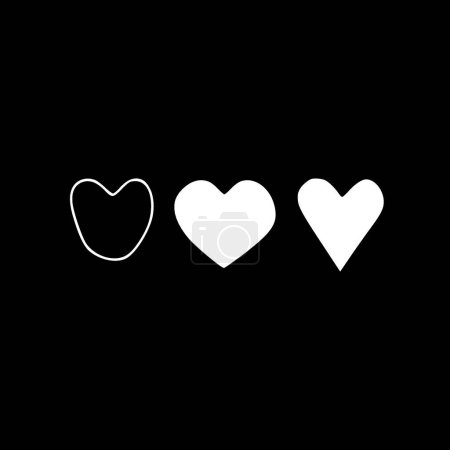 Herzen - schwarz-weißes Icon - Vektorillustration