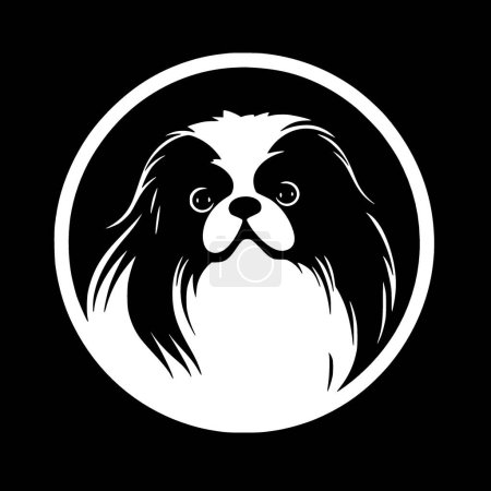 Japanese chin - black and white vector illustration