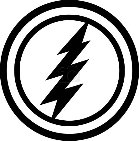 Lightning - black and white isolated icon - vector illustration