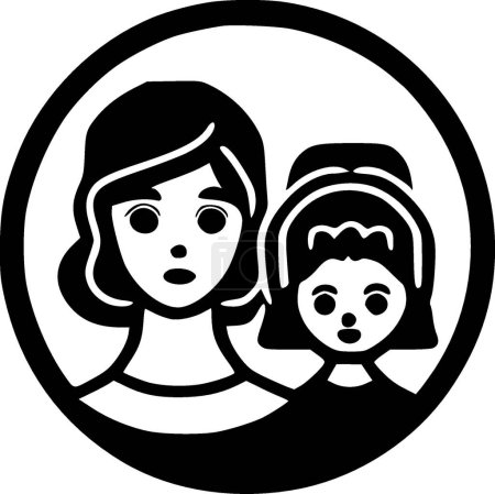 Mom - black and white isolated icon - vector illustration