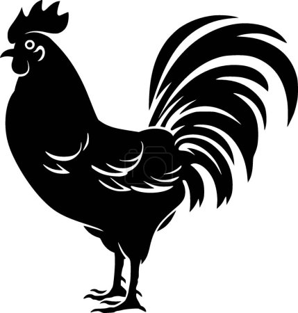 Rooster - black and white isolated icon - vector illustration