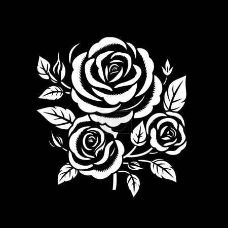 Roses - black and white vector illustration