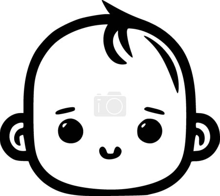 Illustration for Baby - black and white vector illustration - Royalty Free Image