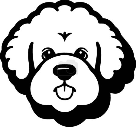 Illustration for Bichon frise - black and white isolated icon - vector illustration - Royalty Free Image