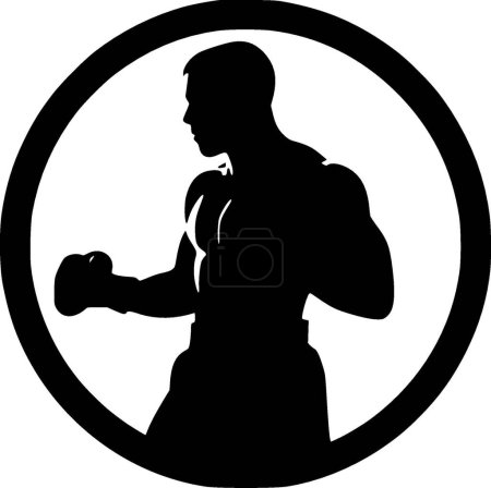 Boxeo - icono aislado en blanco y negro - ilustración vectorial