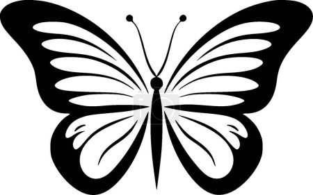 Téléchargez les illustrations : Papillon - illustration vectorielle noir et blanc - en licence libre de droit