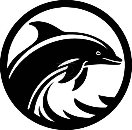 Illustration for Dolphin - black and white isolated icon - vector illustration - Royalty Free Image