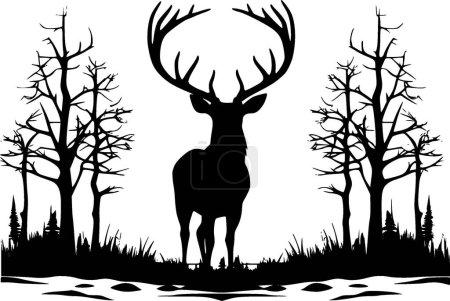 Elk - black and white isolated icon - vector illustration