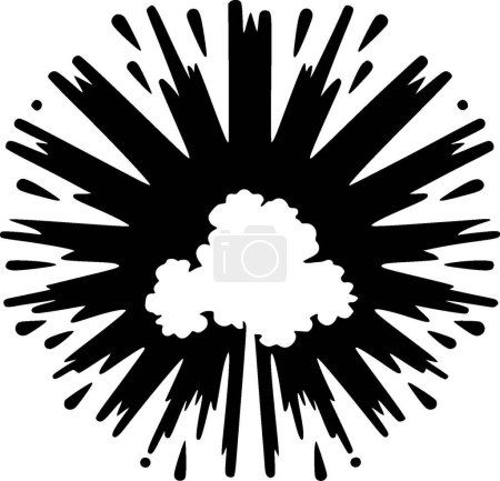 Explosion - icône isolée en noir et blanc - illustration vectorielle