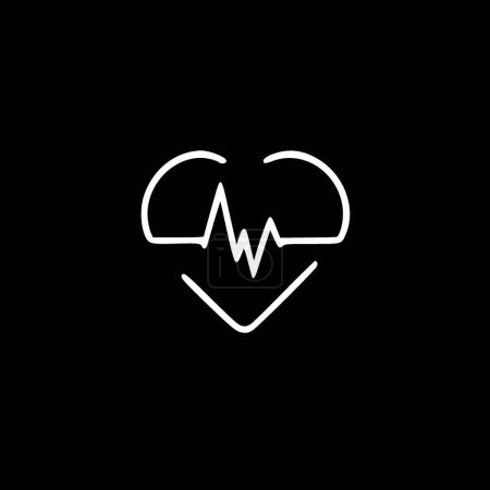 Heartbeat - icono aislado en blanco y negro - ilustración vectorial
