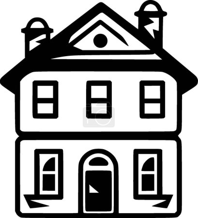 House - black and white vector illustration