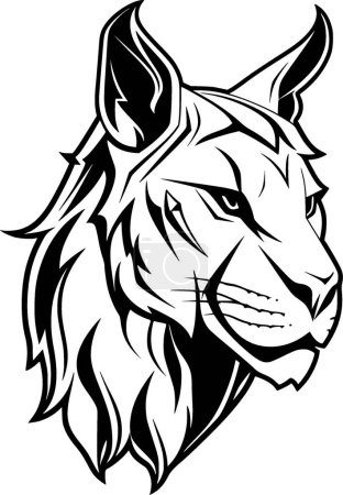 Téléchargez les illustrations : Lynx - illustration vectorielle en noir et blanc - en licence libre de droit