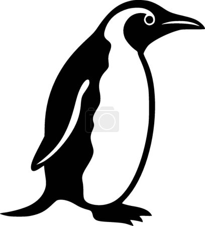 Illustration for Penguin - black and white isolated icon - vector illustration - Royalty Free Image