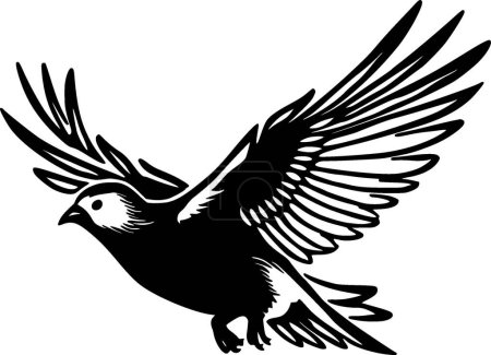 Paloma - ilustración vectorial en blanco y negro