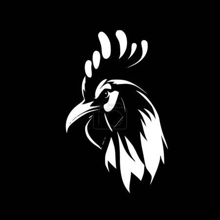 Gallo - icono aislado en blanco y negro - ilustración vectorial