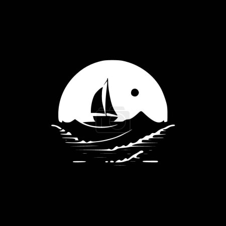 Sea - minimalist and flat logo - vector illustration