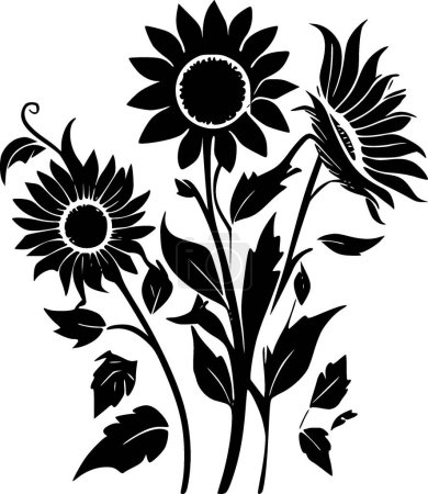 Sunflowers - minimalist and flat logo - vector illustration