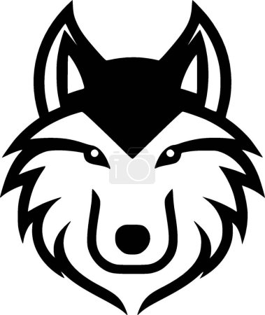Loup - icône isolée en noir et blanc - illustration vectorielle