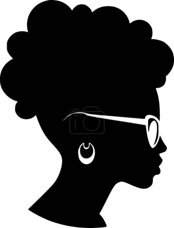 Illustration for Black woman - black and white isolated icon - vector illustration - Royalty Free Image