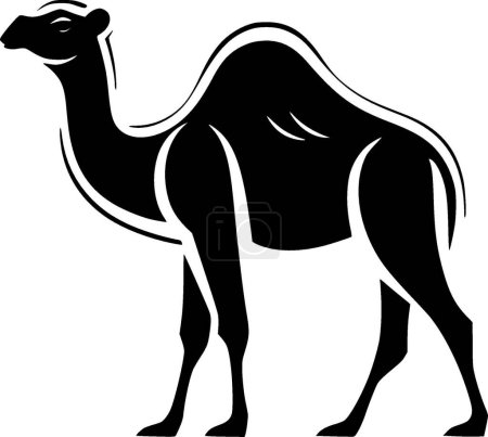 Camel - black and white vector illustration