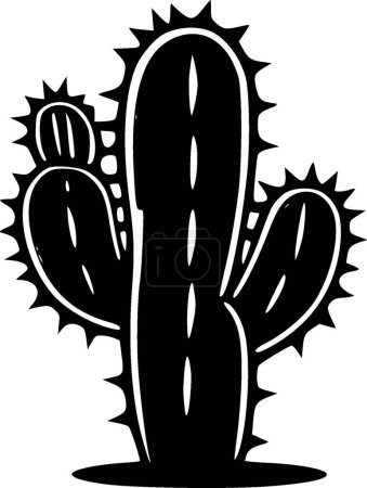 Kaktus - schwarz-weißes Icon - Vektorillustration