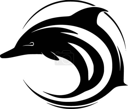 Illustration for Dolphin - black and white vector illustration - Royalty Free Image