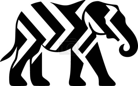 Eléphant - illustration vectorielle en noir et blanc