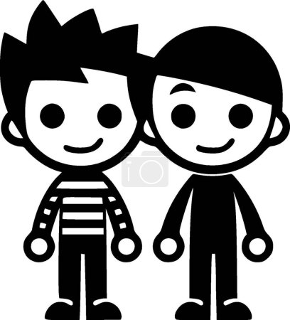 Illustration for Friends - black and white vector illustration - Royalty Free Image