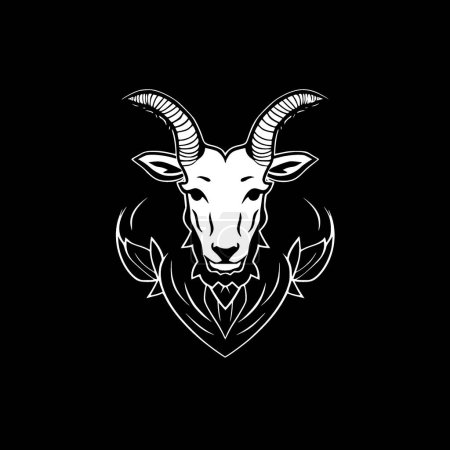 Chèvre - icône isolée en noir et blanc - illustration vectorielle