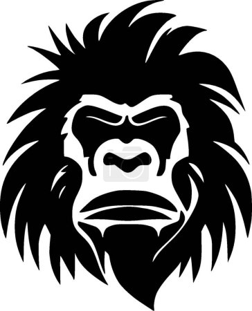 Téléchargez les illustrations : Gorille - illustration vectorielle en noir et blanc - en licence libre de droit
