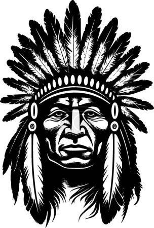 Indian chief - minimalist and flat logo - vector illustration