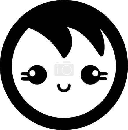 Kawaii - icono aislado en blanco y negro - ilustración vectorial