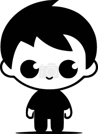 Illustration for Kid - black and white isolated icon - vector illustration - Royalty Free Image
