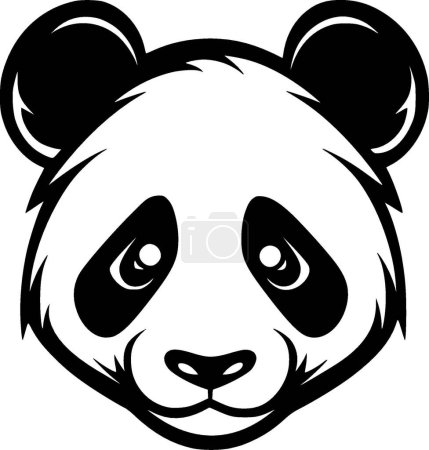 Panda - icône isolée en noir et blanc - illustration vectorielle