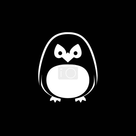 Penguin - black and white vector illustration