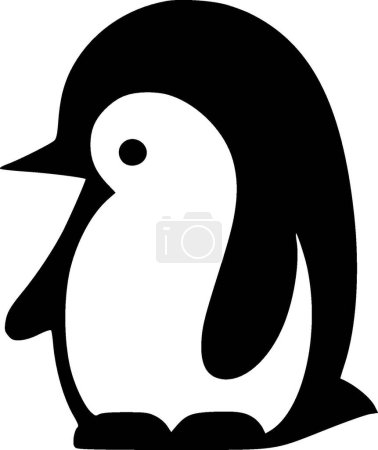 Téléchargez les illustrations : Pingouin - illustration vectorielle en noir et blanc - en licence libre de droit