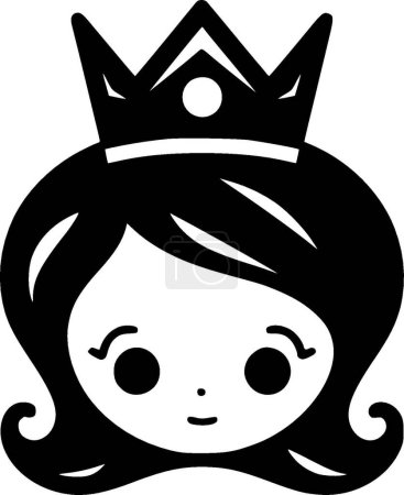 Princesa - icono aislado en blanco y negro - ilustración vectorial