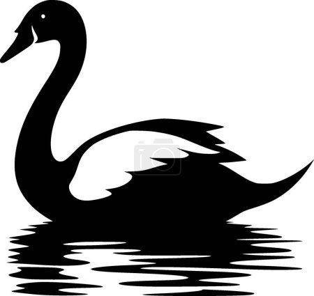 Cygne - icône isolée en noir et blanc - illustration vectorielle
