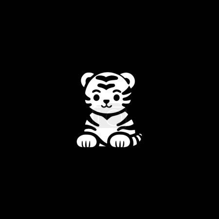 Tiger baby - minimalist and flat logo - vector illustration