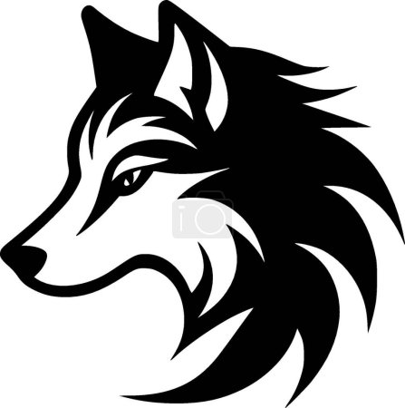 Wolf - black and white vector illustration
