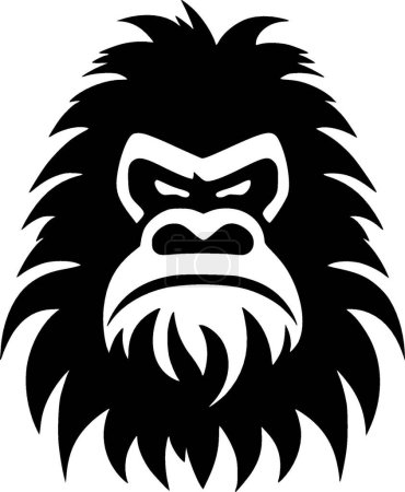 Bigfoot - icono aislado en blanco y negro - ilustración vectorial