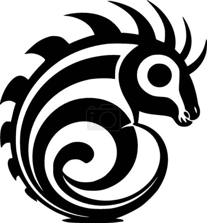 Camaleón - ilustración vectorial en blanco y negro